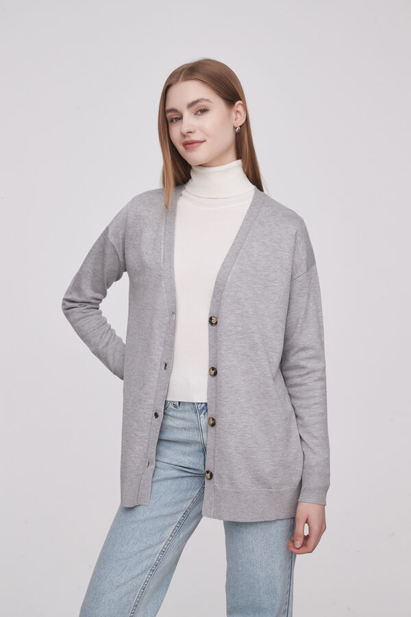 CARDIGAN SUSUL GRIS MELANGE MEDIO image number null