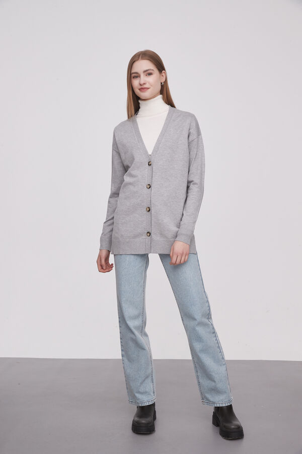 CARDIGAN SUSUL GRIS MELANGE MEDIO image number null