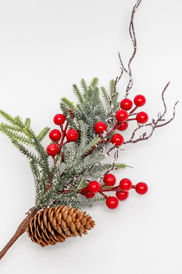 Deco Navidad Rama Flores y Pi&ntilde;as COLOR UNICO image number null