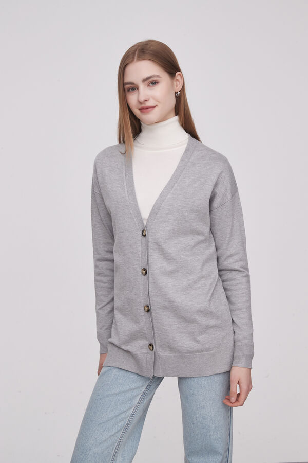 CARDIGAN SUSUL GRIS MELANGE MEDIO image number null