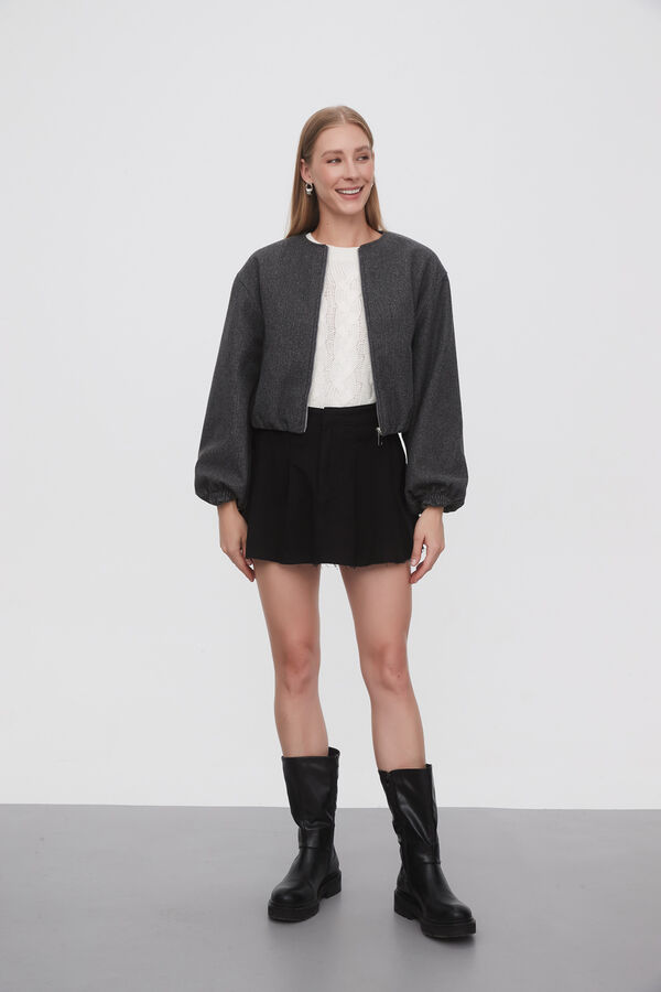 CAMPERA TERRY GRIS MELANGE OSCURO image number null