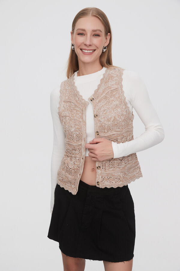 CHALECO CALIA BEIGE MELANGE image number null