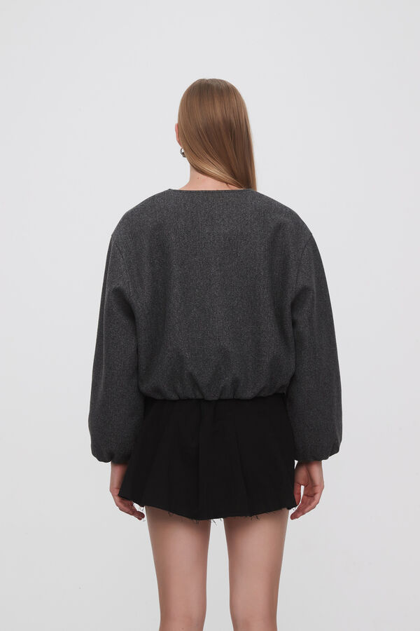 CAMPERA TERRY GRIS MELANGE OSCURO image number null