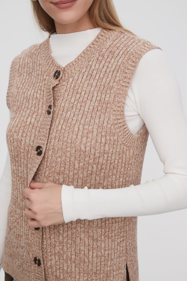 CHALECO JUNELA BEIGE MELANGE image number null