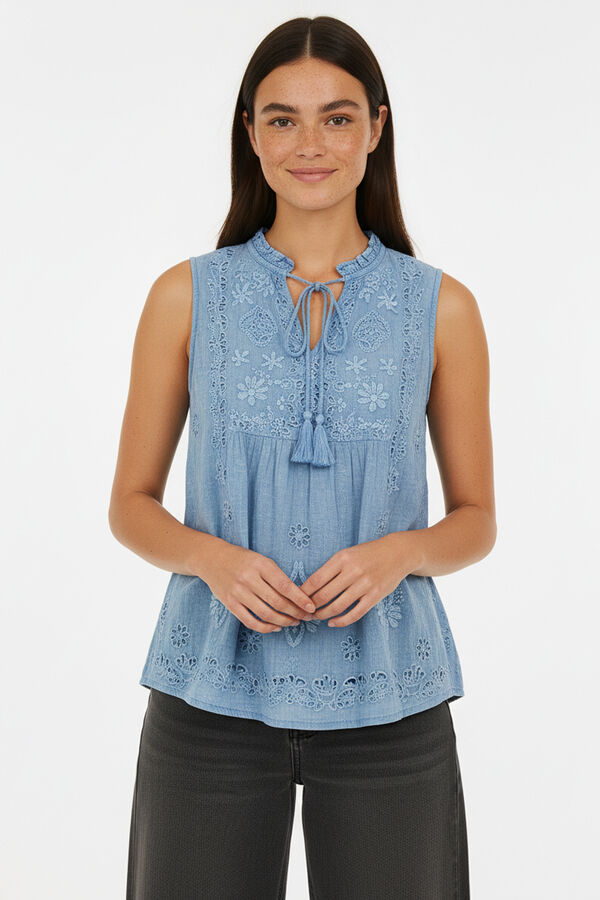BLUSA TAILER AZUL PIEDRA image number null