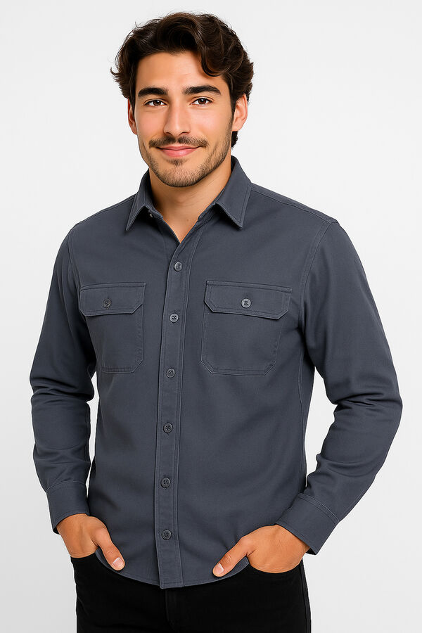 CAMISA DENIN GRIS TOPO image number null